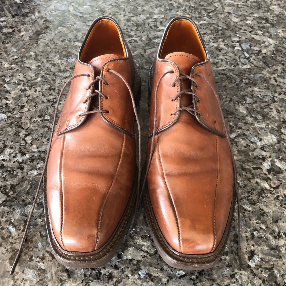 Men’s ALLEN EDMOND “Warren”Dark Tan Leather Derby Shoes - Picture 5 of 13